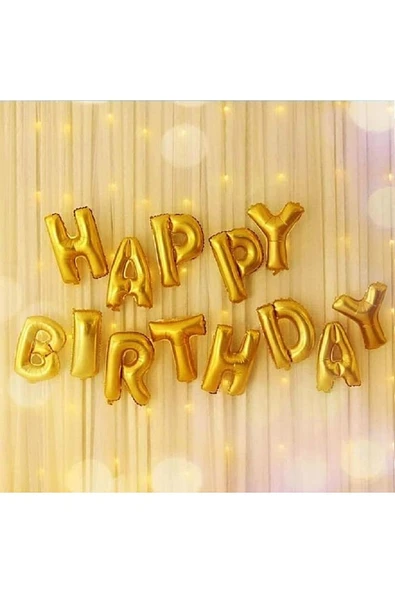 Altın Happy Bırthday Folyo Balon Doğum Günü Partisi Gold Renk Folyo Balon ürün görseli 1