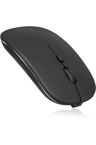 anaway shopping Sessiz Tıklama Şarjlı Çift Modlu Bluetooth Kablosuz 2.4Ghz Siyah Mouse ürün görseli 1