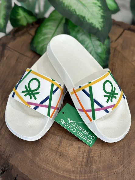 Benetton Renkli Logolu Yumuşak Taban Terlik  BN1372 ürün görseli 1