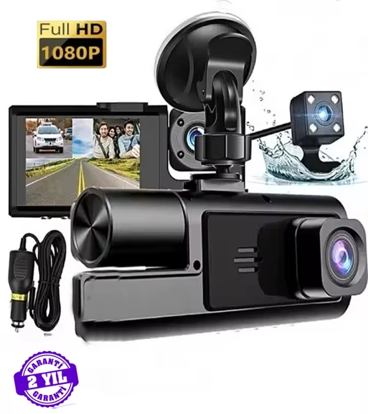 a22 1080p Araç içi Kamera 3 Kameralı ( Ön Görüş - Geri görüş - İç Görüş ) Gece Görüşlü ürün görseli 1