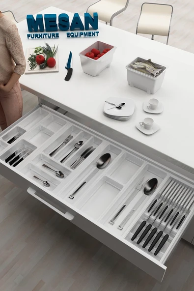 Çekmece Içi Kaşıklık Ve Bıçaklık Düzenleyici Beyaz, 114x48 Yandan Ve Boydan 4Cm Kesilebilir ürün görseli 1