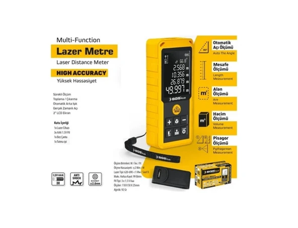 SGS PROFESYONEL LAZER METRE 100 MT - Resim 2