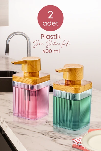 2 Adet Akrilik Sıvı Sabunluk Mutfak Banyo Sabunluk Seti- 400 ml ürün görseli 1