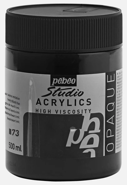 Pebeo Studio Akrilik Boya 500ml 73 Ivory Black Hue ürün görseli 1