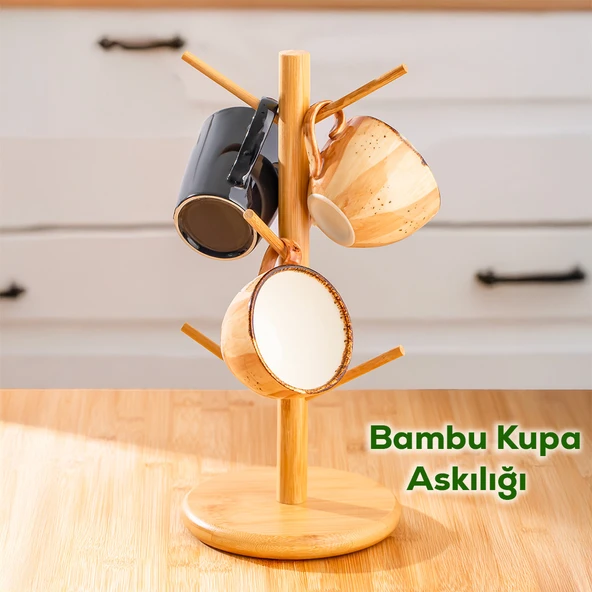 Kosova Bmb-110 Tezgah Üstü Bambu, Kupa Askılığı Fincan Askılığı, Bardak Askılığı Standı ürün görseli 1