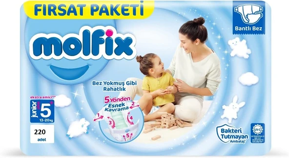 Molfix 5+ Numara Junior Plus 220'li Bebek Bezi ürün görseli 1