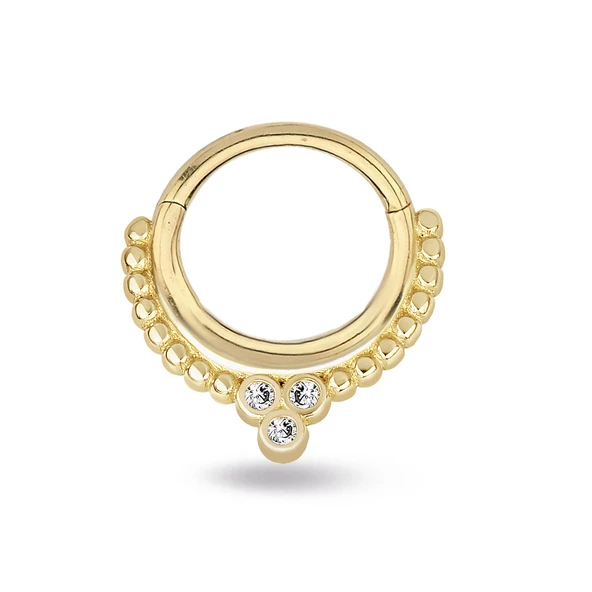 Üç Taşlı Top Toplu Altın Helix Piercing ürün görseli 1
