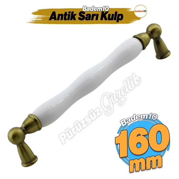 Domaniç Porselen Antik Sarı Kulp 160 mm Mobilya Çekmece Mutfak Dolabı Dolap Kapak Kulplar Kulb Kulpu ürün görseli 1