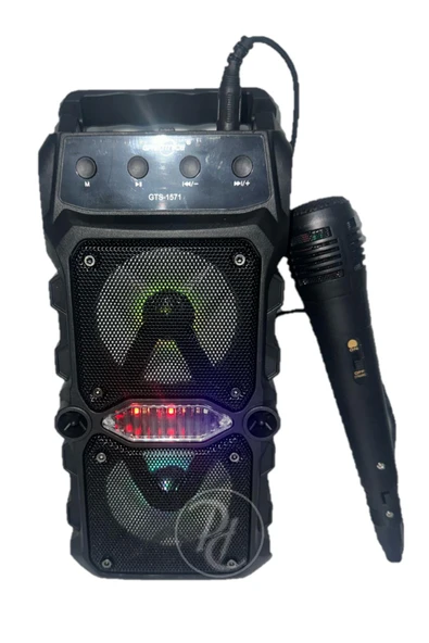 Karaoke Bluetooth Hoparlör Taşınabilir Kablosuz Usb SubWoofer RGB Işık Fm Sd Mikrofonlu Ses Bombası ürün görseli 1