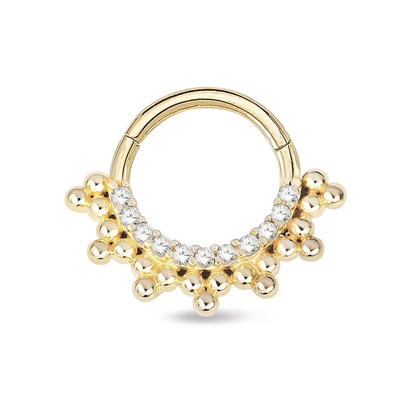 Top Toplu Sıra Taşlı Altın Helix Piercing ürün görseli 1