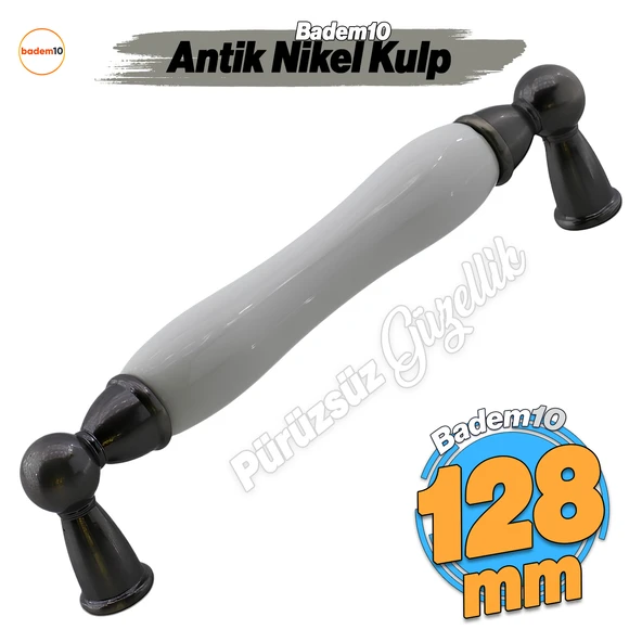 Domaniç Porselen Antik Nikel Kulp 128 mm Mobilya Çekmece Mutfak Dolabı Dolap Kapak Kulplar Kulb Kulp ürün görseli 1