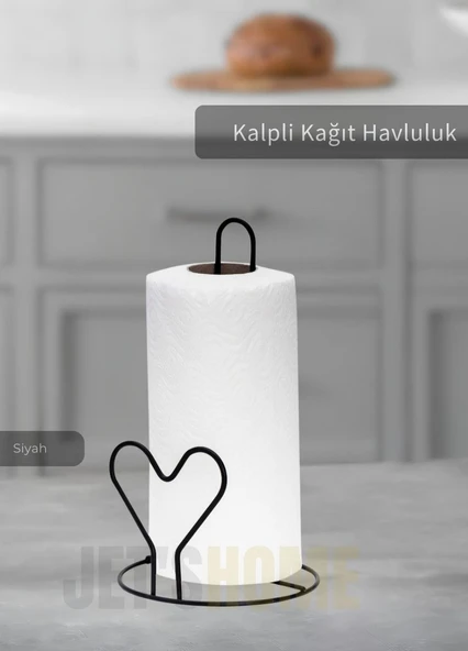 Kağıt Havluluk Paslanmaz Peçetelik Çelik Banyo Havluluk Düzenleyici Kalpli Siyah ürün görseli 1