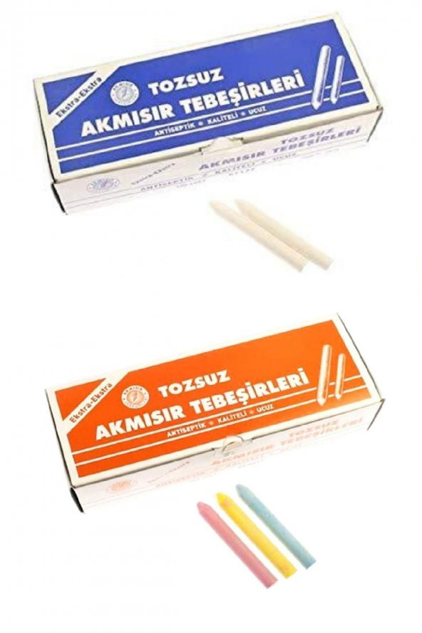 100 lü Renkli ve Beyaz Tebeşir 2 Paket ürün görseli 1