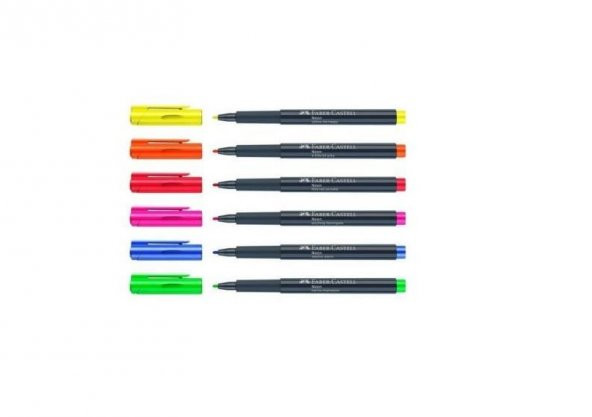 Markör Kalem Neon 6 Renkli Faber Castell Marker Neon Renk 6lı Keçeli Kalem ürün görseli 1