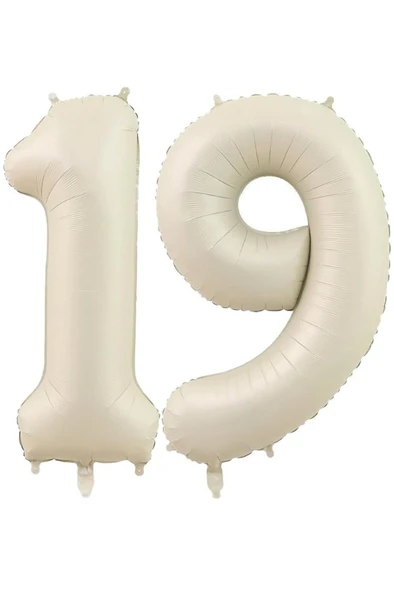 Beysüs Krem Bej 19 Rakam Folyo Balon 80 cm ürün görseli 1