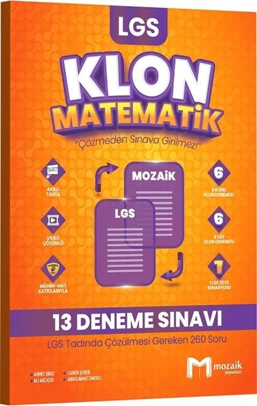 8. Sınıf LGS Matematik Klon 13 Deneme Mozaik Yayınları ürün görseli 1