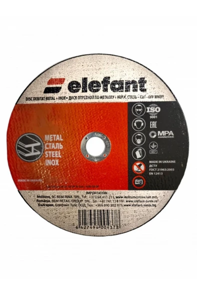 Metal+paslanmaz çelik için aşındırıcı disk 180*1.6*22.23 (Paket 25 adet) ürün görseli 1