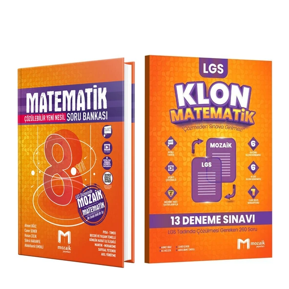 Mozaik Yayınları 8. Sınıf Matematik Soru Bankası ve Klon 13 Deneme Seti 2 Kitap ürün görseli 1