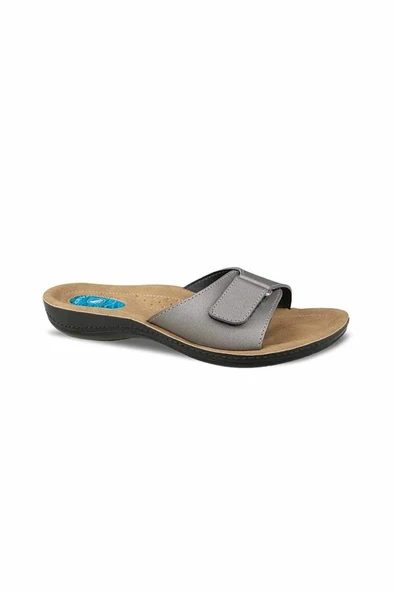 Ceyo 9808-15 Topuk Jelli Anatomik Taban Kadın Terlik Platin 36-40 ürün görseli 1