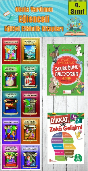 4. Sınıf Okula Yardımcı Eğitici Okuduğumu Anlıyorum - Dikkat ve Zeka Gelişimi - 10 lu Hikaye Seti ürün görseli 1