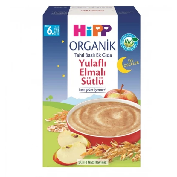 Hipp Organik İyi Geceler Sütlü Yulaflı Elmalı Tahıl Bazlı Ek Gıda 250 Gr ürün görseli 1