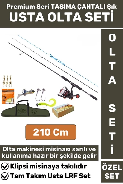 Premium Kullanıma Hazır Şık Taşıma Çantası Hediyeli Balıkçı Hobi Tam Takım USTA LRF OLTA SETİ 210 Cm ürün görseli 1