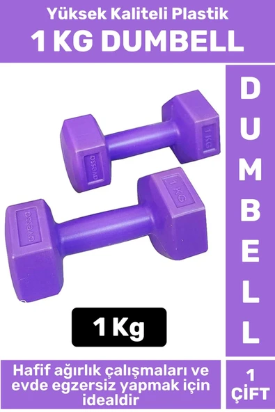 Premium Yüksek Kaliteli Plastik Egzersiz Pilates Isınma Ev Hafif Ağırlık Antrenman 2 X 1 KG Dambıl ürün görseli 1