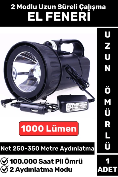 Premium Kamp Avcı Deprem 2 Aydınlatma Modlu Güçlü Beyaz Işık 1000 Lümen Güvenlik EL FENERİ ürün görseli 1