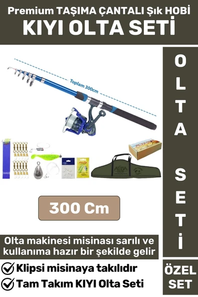 Profesyonel Kullanıma Hazır Taşıma Çantası Hediyeli Balıkçı Tam Takım HOBİ KIYI OLTA SETİ 300 Cm ürün görseli 1