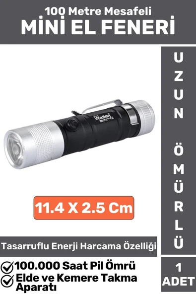 Premium Kompakt Kamp Avcı Balıkçı Deprem Enerji Tasarruflu Beyaz Işık Pilli Mini EL FENERİ ürün görseli 1