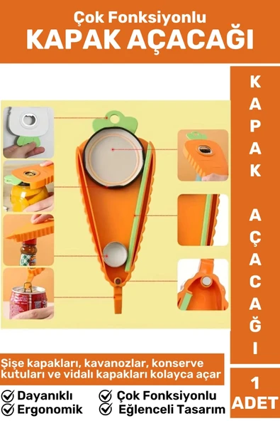 Premium Ergonomik Eğlenceli Tasarım Kavanoz Şişe Konserve Çok Fonksiyonlu Şişe Kapak Açacağı ürün görseli 1