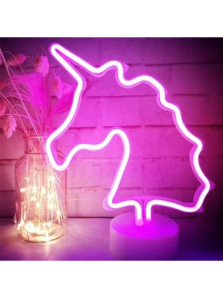 Eşe Sevgiliye Romantik Hediye Unicorn Görselli Dekoratif Neon LED Masa ve Gece Lambası ürün görseli 1