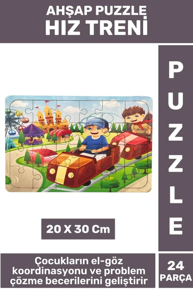 Premium Eğlenceli Eğitici Görsel Algı Problem Çözme Becerisi Çocuk Puzzle 24 Parça HIZ TRENİ ürün görseli 1