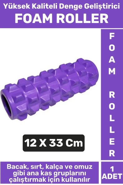 Premium Fitness Aerobik Denge Stabilite Kas Esnekliği Geliştirici Kadın Erkek Foam Roller 33 Cm ürün görseli 1