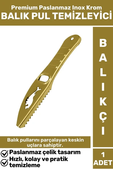 Premium Yüksek Kaliteli Dayanıklı Paslanmaz Inox Krom Balıkçı Avcı BALIK PULU TEMİZLEYİCİ ürün görseli 1