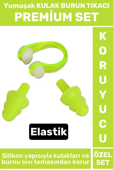Elastik Yumuşak Havuz Deniz Su Sızdırma Gürültü Önleyici KULAK BURUN TIKACI SETİ ürün görseli 1