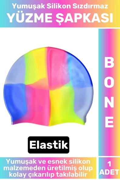 Su Geçirmez Elastik Yumuşak Yüzücü Havuz Deniz Yüzme Şapkası Silikon Bone ürün görseli 1