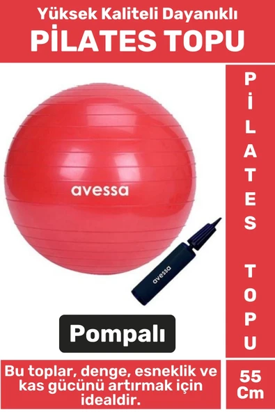 Premium Dayanıklı Fitness Egzersiz Aerobik Pilates Şişirme Pompası Hediyeli 55 Cm PİLATES TOPU ürün görseli 1