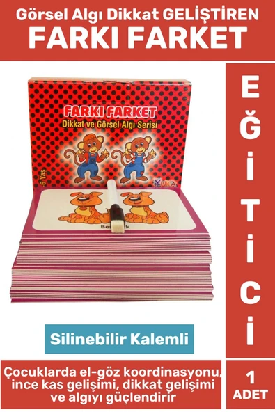 Premium Eğlenceli El-Göz Koordinasyon Görsel Algı Dikkat Kavram Geliştiren +3 Yaş Çocuk FARKI FARKET ürün görseli 1