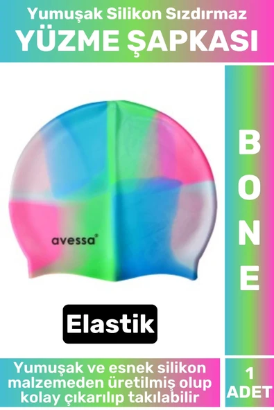 Premium Seri Su Geçirmez Elastik Yumuşak Yüzücü Havuz Deniz Yüzme Şapkası Silikon Bone 1 Adet ürün görseli 1