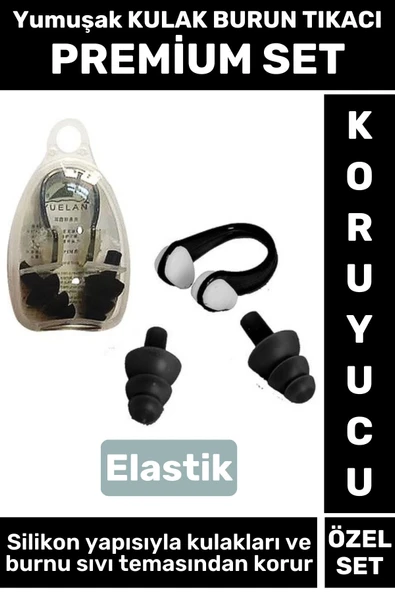 Set Elastik Yumuşak Havuz Deniz Su Sızdırma Gürültü Önleyici Kulak Burun Tikaci Seti̇ ürün görseli 1