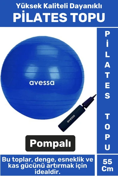 Premium Dayanıklı Fitness Egzersiz Aerobik Pilates Şişirme Pompası Hediyeli 55 Cm PİLATES TOPU ürün görseli 1