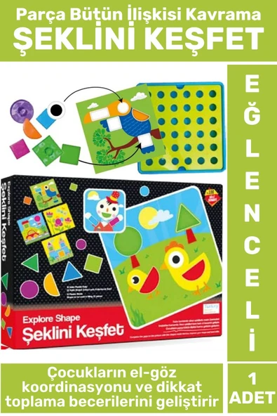 Premium Eğlenceli El Göz Koordinasyon Parça Bütün İlişkisi Kavrama Çocuk Eğitici Oyun ŞEKLİNİ KEŞFET ürün görseli 1