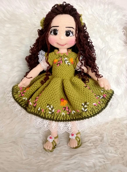 Fıstık Yeşili Yaz Güzeli Bebek Amigurumi Organik Oyuncak ürün görseli 1