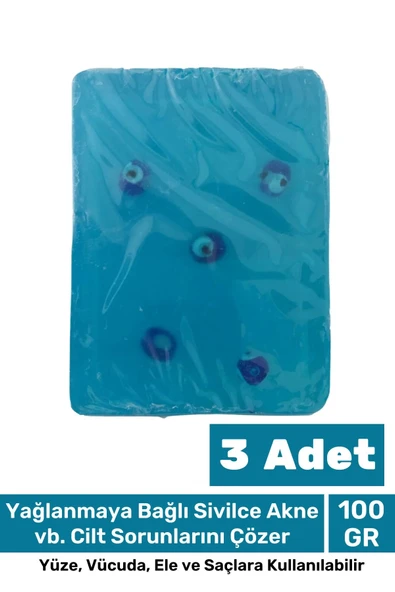 Güzel Kokulu El Yüz Saç Vücut Cilt Orijinal Bitkisel Nazar Boncuklu Okyanus Sabunu 100G - 3 Adet ürün görseli 1