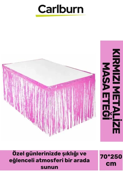 Özel Üretim Püsküllü Işıltılı Doğum Günü Cinsiyet Parti Eğlence 70*250 cm Metalize Masa Eteği Pembe ürün görseli 1