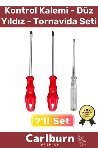 Dayanıklı Sağlam Ergonomik Vidalama Tamir Tadilat Düz Yıldız Kontrol Kalemi 3'lü Tornavida Seti ürün görseli 1