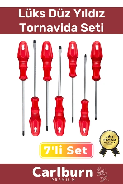 Premium Dayanıklı Taşınabilir Sağlam Ergonomik Vidalama Tamir Tadilat Düz Yıldız 7'li Tornavida Seti ürün görseli 1