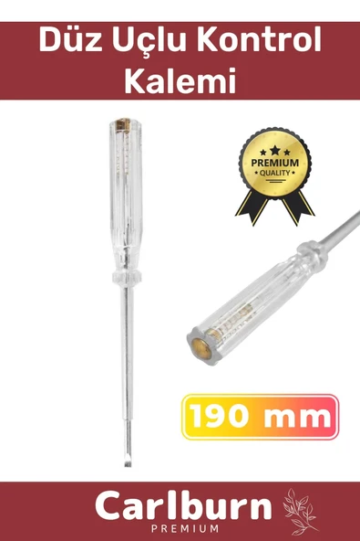 Premium Vida Atölye Ev İş Ofis Uzun Sağlam Dayanıklı Tornavida Düz Uçlu Kontrol Kalemi 190 mm ürün görseli 1