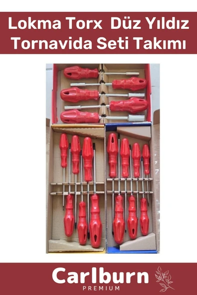 Premium Dayanıklı Ev İş Tamirat Tadilat Vida Lokma Torx Düz Yıldız Tornavida Seti Takımı ürün görseli 1